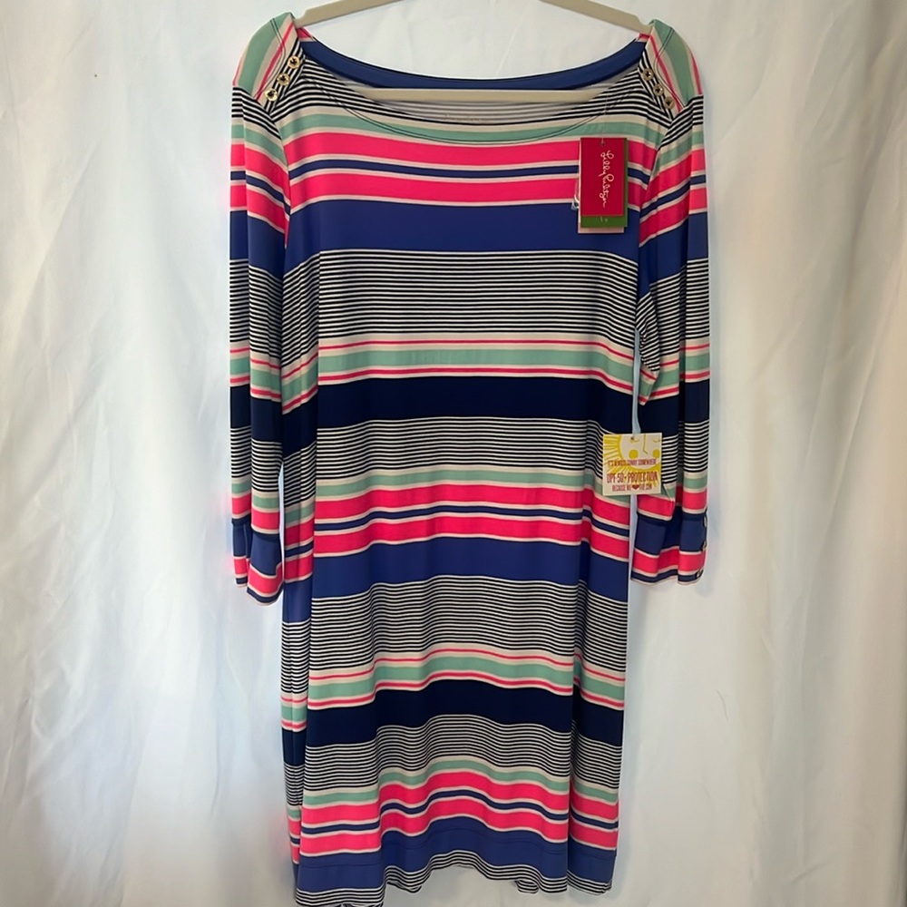 Lily Pulitzer size XL pink/blue/white striped long sleeve dress